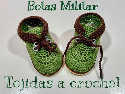 Botas militar tejidas a crochet| Paso a paso | Crochet Militar baby boots| 0.3 Meses