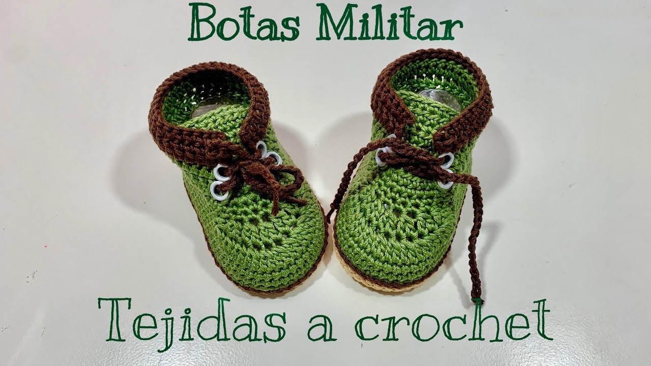 Botas militar tejidas a crochet| Paso a paso | Crochet Militar baby boots| 0.3 Meses