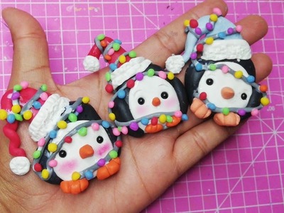 Centros para moños - como hacer un pingüino de porcelana fria - biscuit - coldporcelain