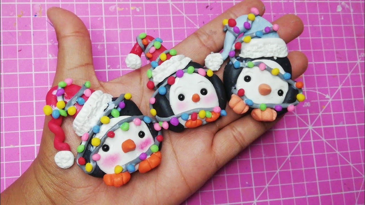Centros para moños - como hacer un pingüino de porcelana fria - biscuit - coldporcelain