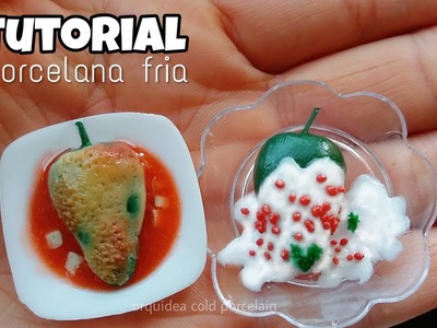 Comida miniatura "chile relleno y chile en nogada" #PORCELANAFRIA