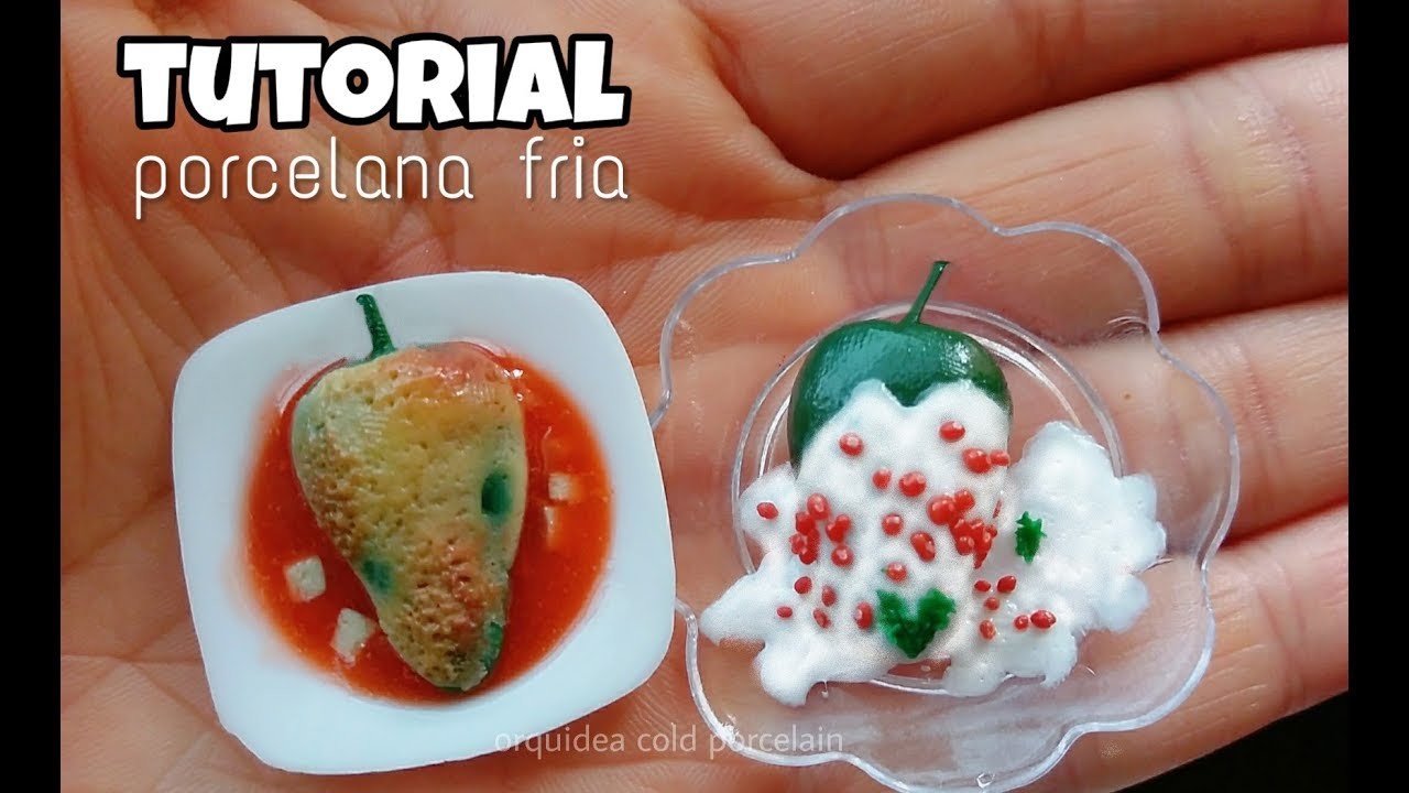 Comida miniatura "chile relleno y chile en nogada" #PORCELANAFRIA