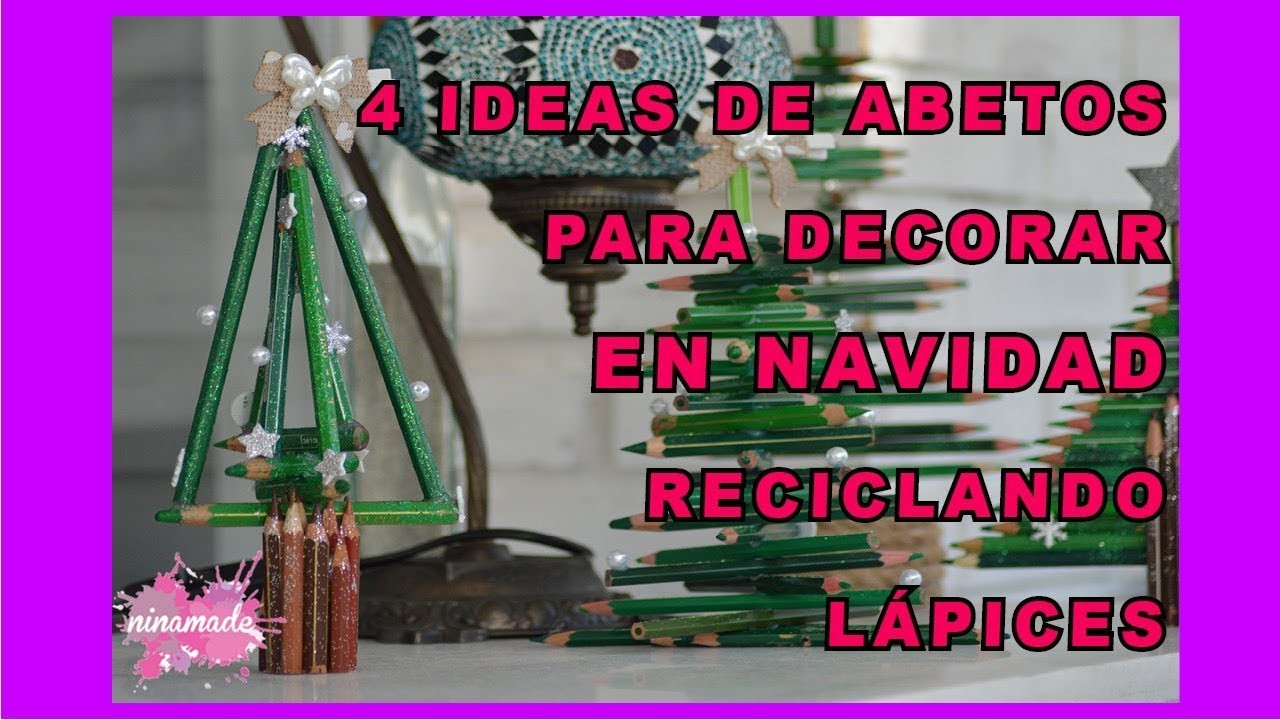 DIY. 4 Árboles de Navidad Con Lápices. Actividad Con Niños. 4 Christmas Tree With Pencils