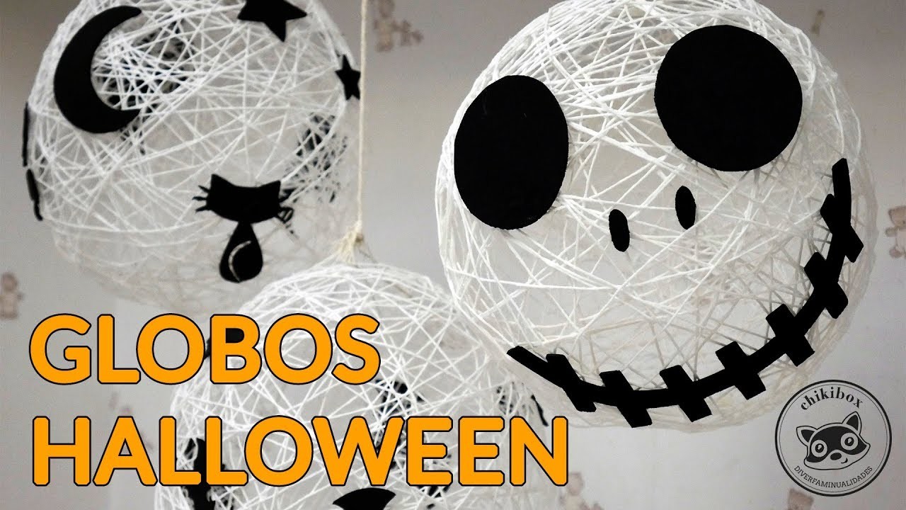 Globos con cuerdas para Halloween - Manualidades fáciles para niños con Chikibox