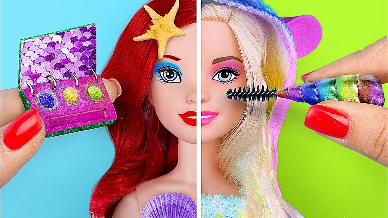 ¡12 Maquillaje En Miniatura De Unicornio vs Maquillaje De Sirena!. Locos Trucos Para Tu Barbie