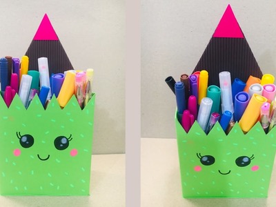 Miren lo que hice con una simple caja de cartón | Organizador KAWAII escolar