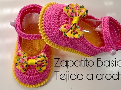 Zapatito Basico Tejido a crochet | 0.3 meses | paso a paso | Basic crochet baby shoe 0.3 months