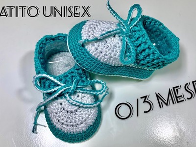 Zapatito Unisex tejido a crochet | 0.3 meses |Paso a Paso |How to crochet baby shoes 0.3 months