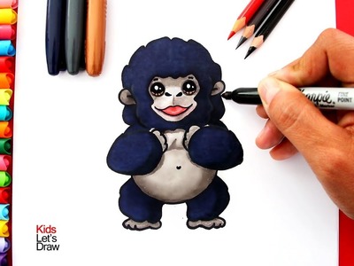 Aprende a dibujar un GORILA BEBÉ KAWAII | How to Draw a Cute Baby Gorilla
