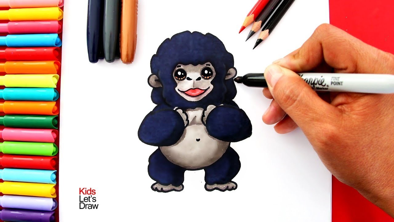 Aprende a dibujar un GORILA BEBÉ KAWAII | How to Draw a Cute Baby Gorilla