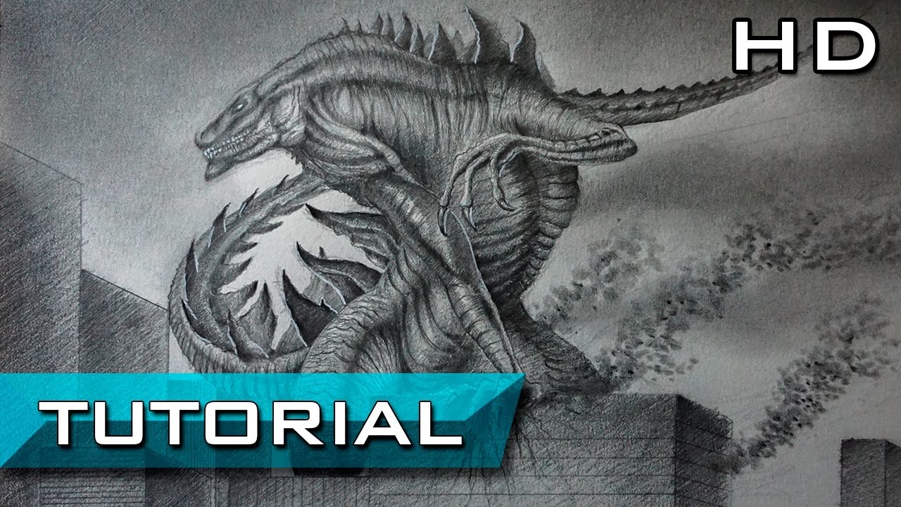 Cómo Dibujar a Zilla a Lápiz Paso a Paso - Godzilla 1998 Tutorial - Cómo Dibujar Monstruos Realistas