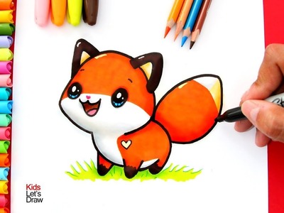 Dibujar un ZORRO BEBÉ paso a paso estilo kawaii | How to draw a cute Fox easy