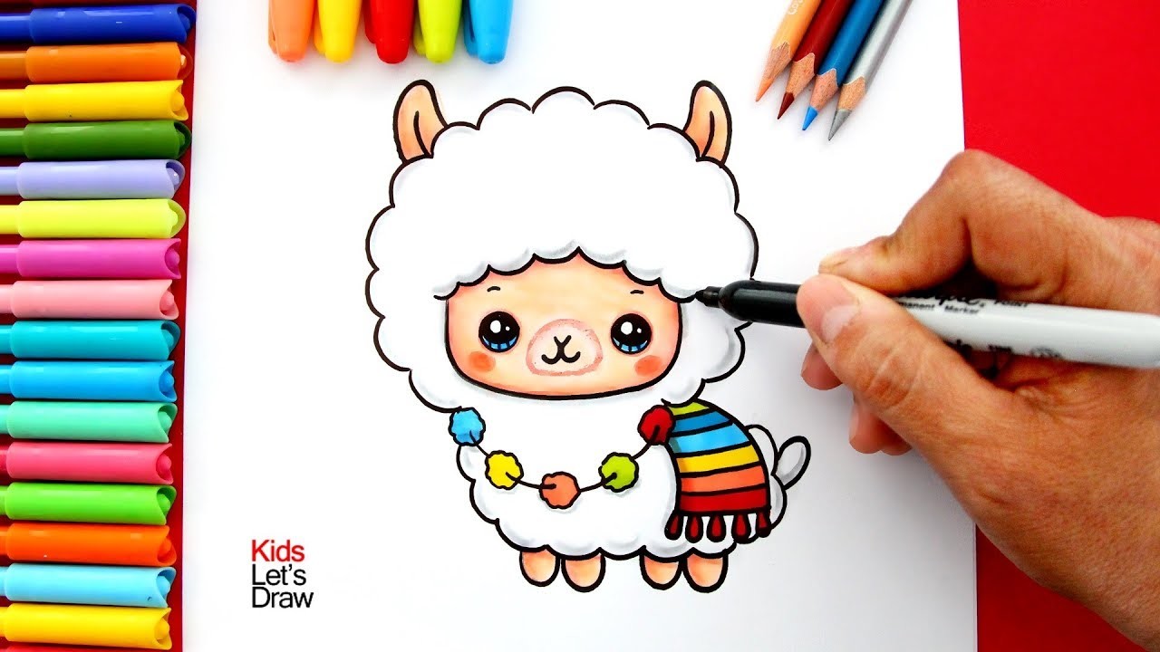 Dibujar una LLAMA Peruana estilo Kawaii de manera fácil | How to Draw a Cute a Peruvian Llama