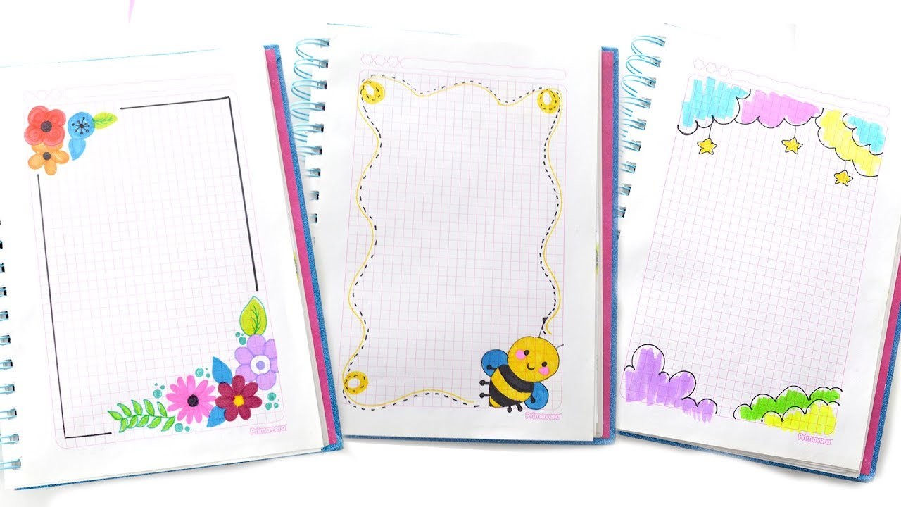 ✅ ideas para marcar los cuadernos con margenes - bordes para cuadernos -  Dibujos Yaye