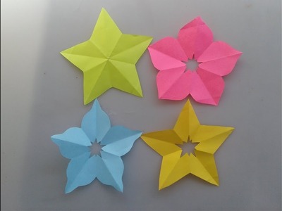 Como hacer una estrellas de 5 puntas con papel.  Flores de 5 pétalos