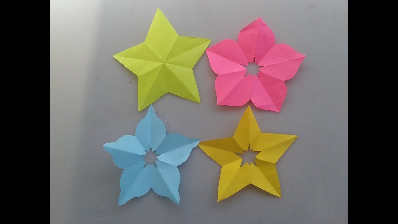Como hacer una estrellas de 5 puntas con papel.  Flores de 5 pétalos