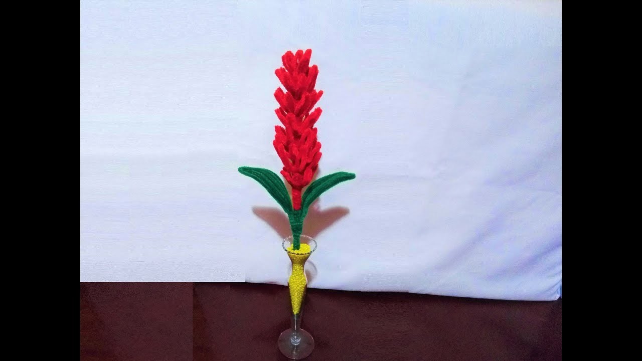 Como hacer una flor de jengibre con  limpiapipas.pipe cleaner  flower