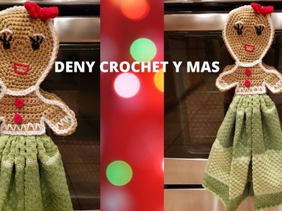 Como Tejer a crochet Un Gingerbread  Con Vestido de Toalla Para la cocina