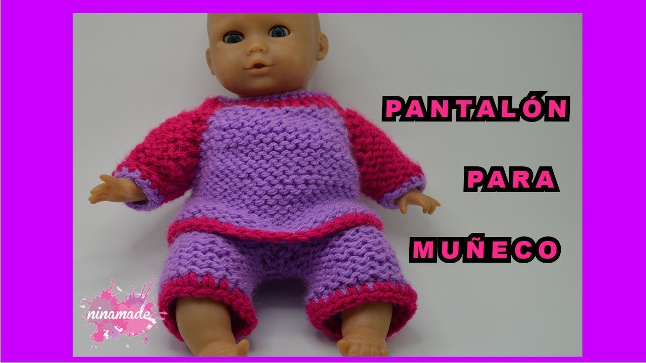 DIY. Pantalón Para Muñeco Con 2 Agujas. Muy Fácil!!. Knit Trousers For Doll. Very Easy!!
