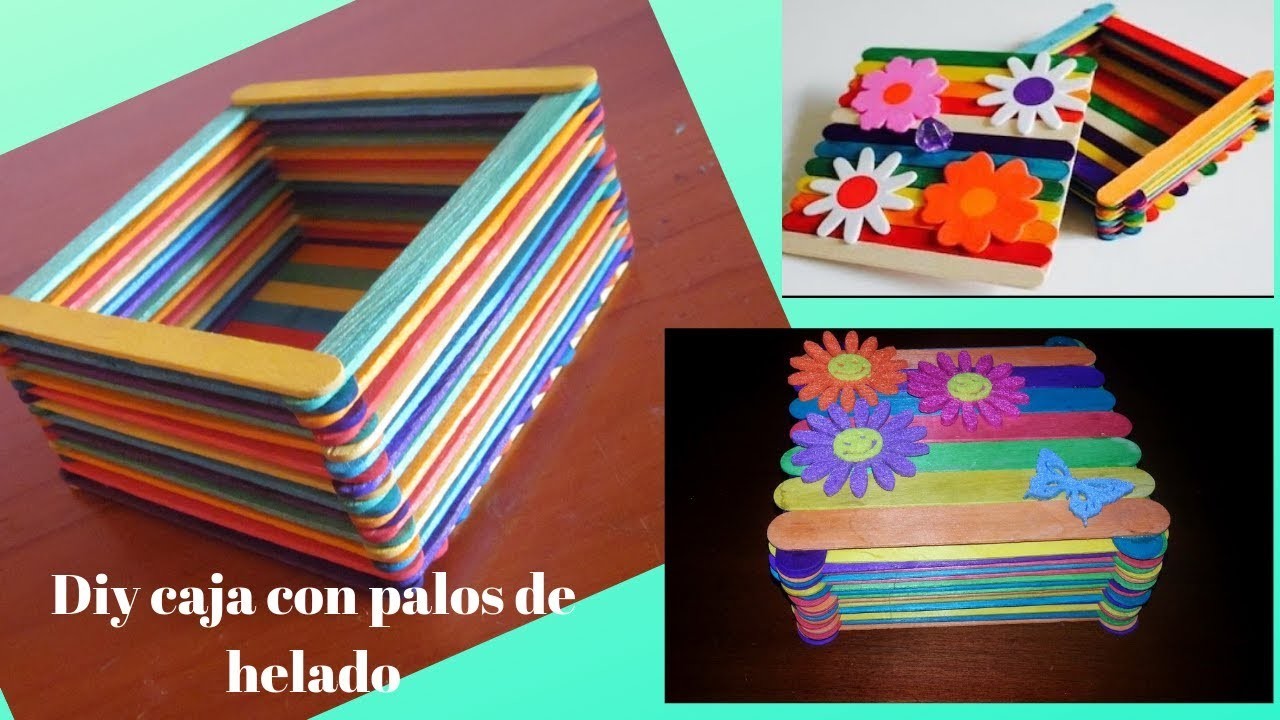 Diy Simpática y colorida caja con palos de helados