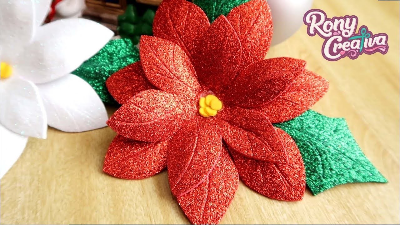 Flor de Nochebuena de Foami - Flores Navideñas - Christmas Flower DIY