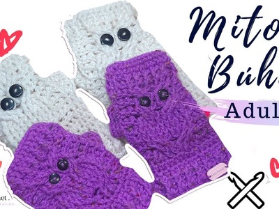 Mitones Búho.opción adulto a #crochet