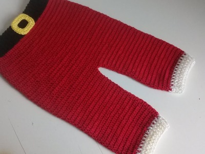 Pantalon tejido a crochet de santa claus - 0 a 3 meses