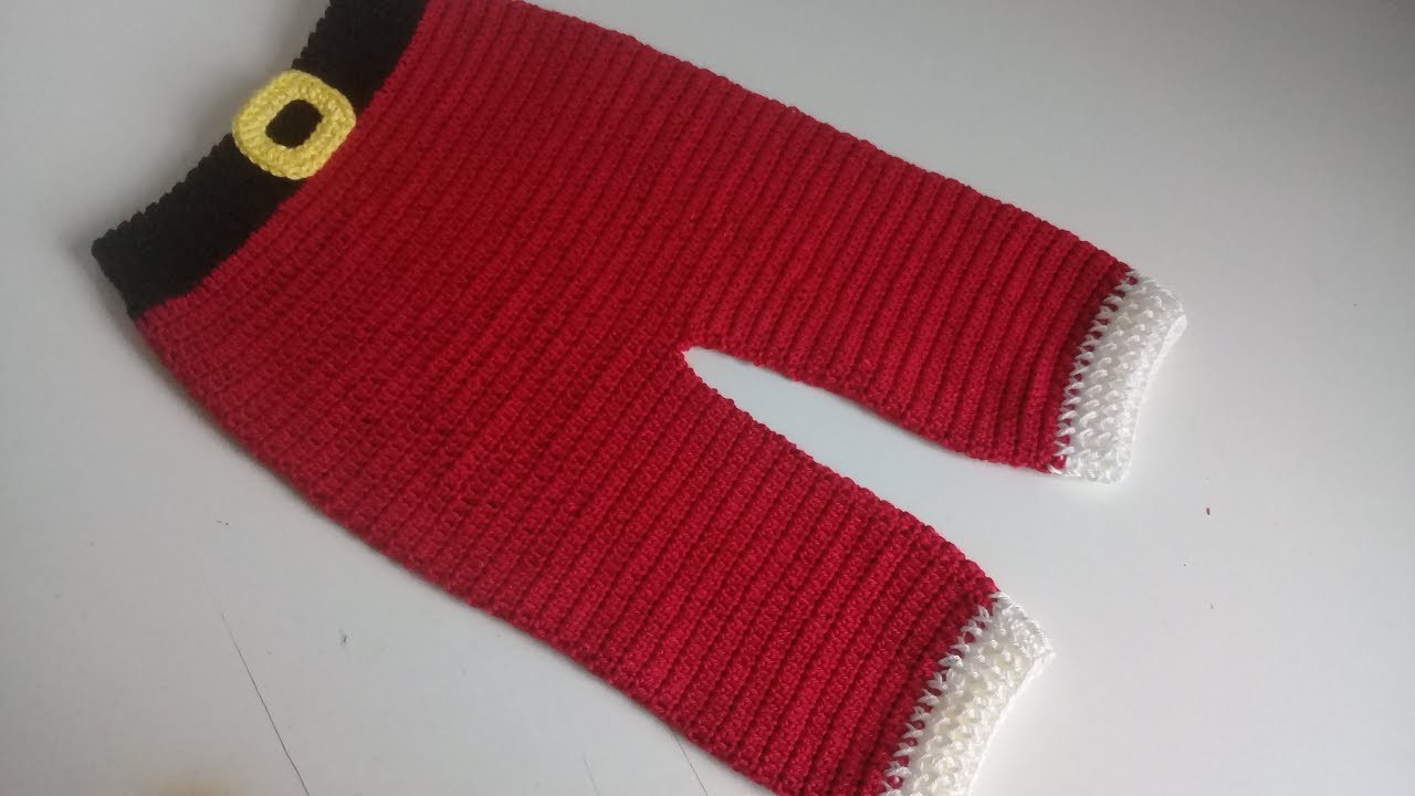 Pantalon tejido a crochet de santa claus - 0 a 3 meses