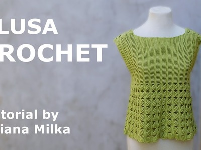 Patron Tutorial Blusa tejida a crochet-ganchillo para mujer by Liliana Milka. Parte 1