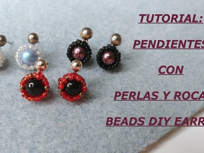 Pendientes sencillos: Perlas y Rocalla | бисероплетение серьги: бисер и бусины | beads diy earrings