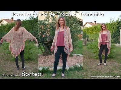 Poncho de Crochet - Ganchillo Estilo Étnico Paso a Paso | No te Pierdas el Sorteo