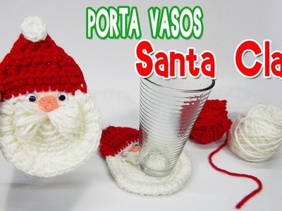 PORTAVASOS de SANTA CLAUS Tejido  a crochet - Decoracion navideña