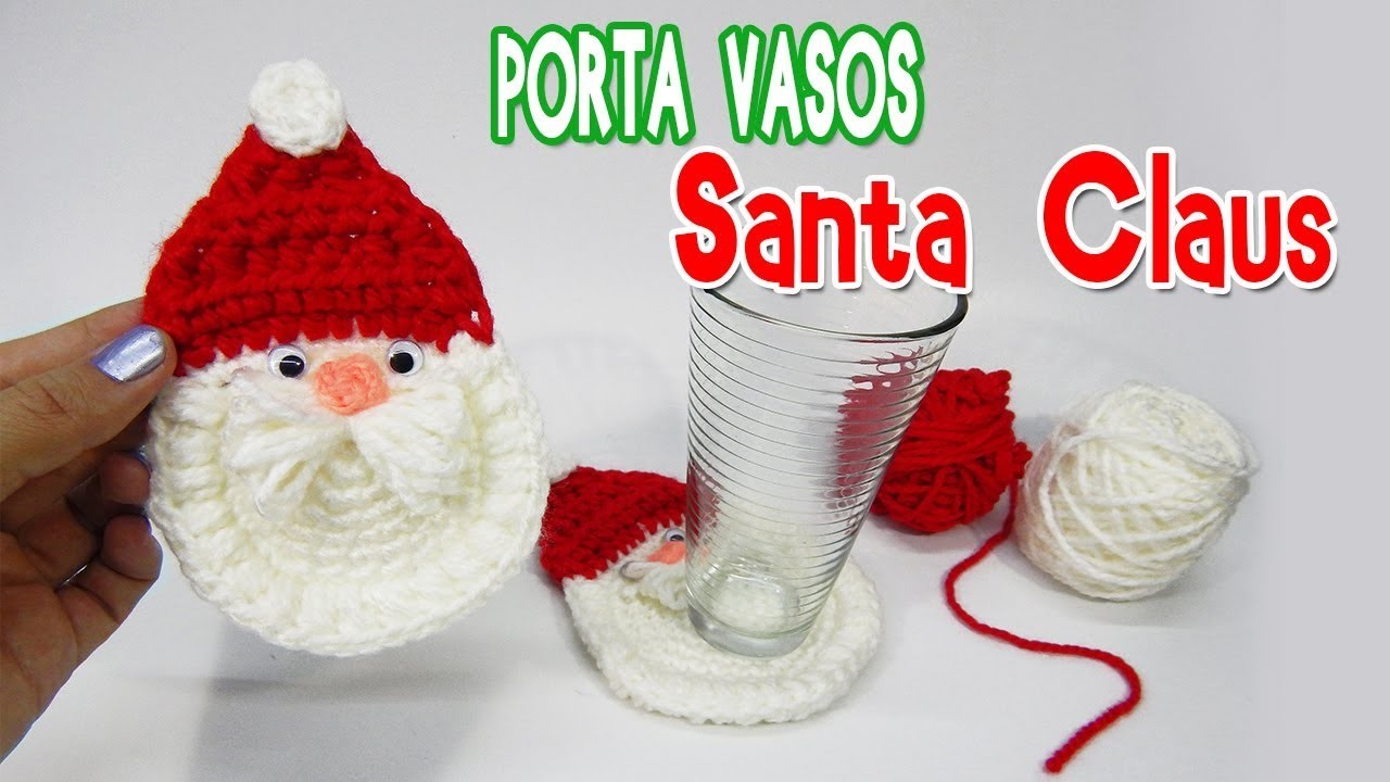 PORTAVASOS de SANTA CLAUS Tejido  a crochet - Decoracion navideña