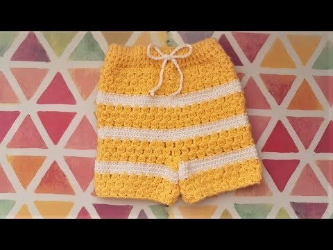 Short tejido a Crochet en punto piña o punto pilar. Cómo hacer pantalón corto.