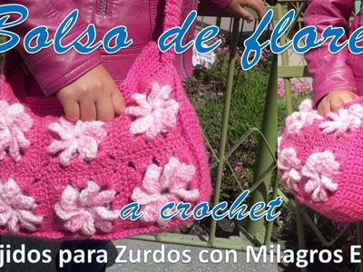 ZURDOS: Bolso colgante  tejido a crochet con Flores paso a paso