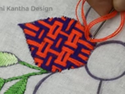Bordado fantasía (puntada a cuadros) hand embroidery tutorial with brick style checkered stitch