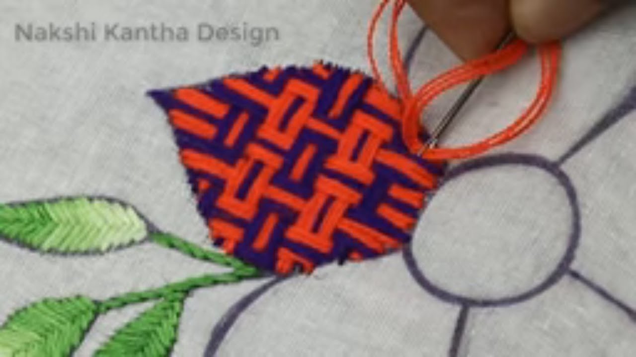 Bordado fantasía (puntada a cuadros) hand embroidery tutorial with brick style checkered stitch