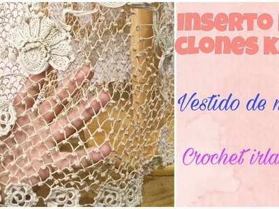 Crochet irlandés vestido de novia- Insertos de la falda- TejidoCirculos
