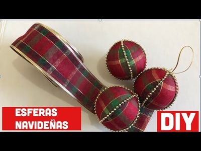 DIY  -Como Hacer Bolas - Esferas de Navidad  con Cinta   Navideña --Make Christmas Balls easy