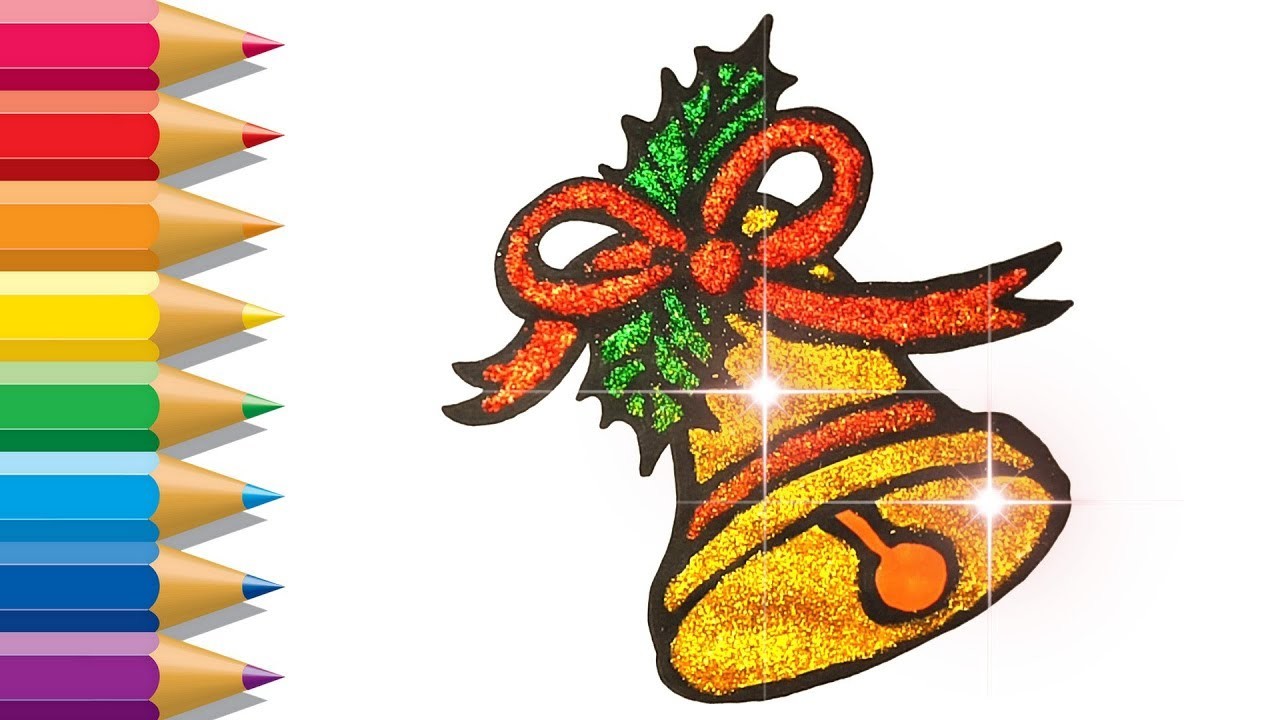 Adornos de Navidad Cómo dibujar Campanas de Navidad brillo ???? How to draw Christmas Bells Glitter