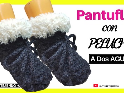 Botas Pantuflas a 2 AGUJAS Palitos para Bebé con Peluche – Tejidos a DOS AGUJAS