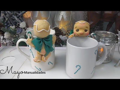 Christmas crafts DIY | Galleta de jengibre en taza | |taza navideña porcelana fría | pasta francesa