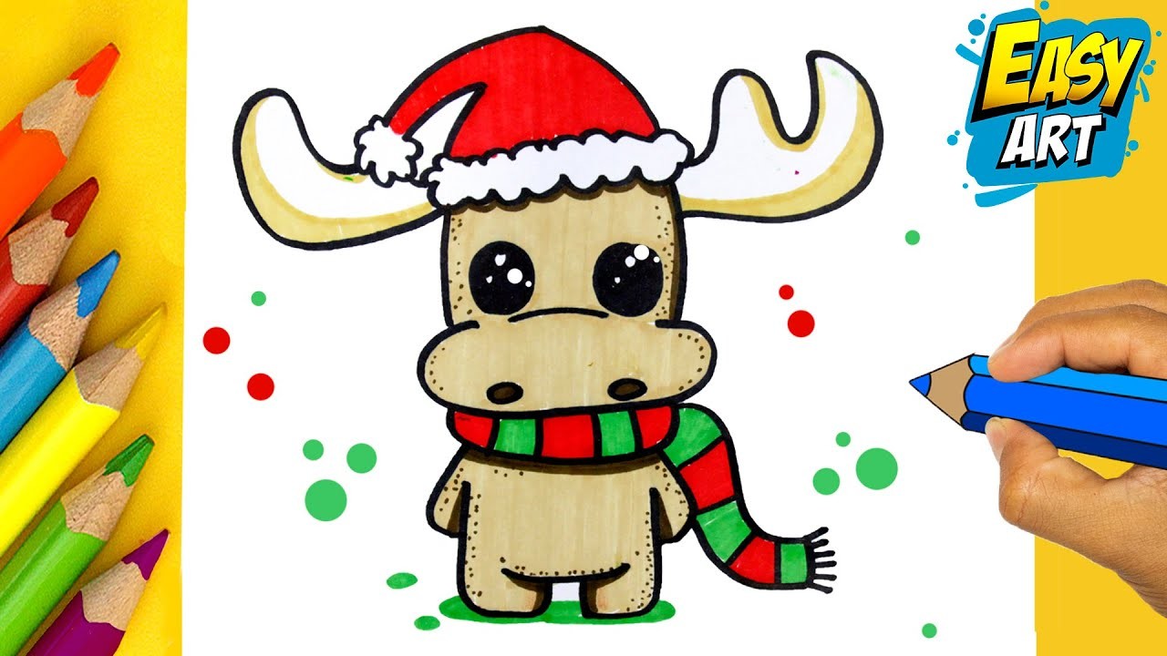 Cómo DIBUJAR un RENO Kawaii Para Navidad  ???? Dibujos para navidad faciles⭐ dibujos para dibujar facil