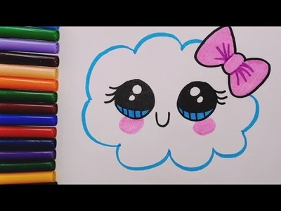 Cómo dibujar una NUBE KAWAII - How to draw a cute cloud