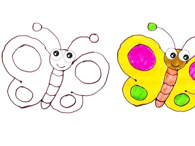 Como Dibujar y Pintar una Mariposa Kawaii - Videos Para Niños | Acro Iris