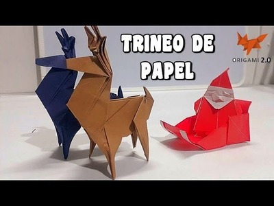Cómo Hacer un TRINEO DE NAVIDAD DE PAPEL - Fácil Paso a Paso | (Origami Christmas Sleigh)