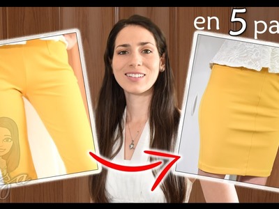 ¿Cómo transformar un pantalón a falda paso a paso? | tela elástica