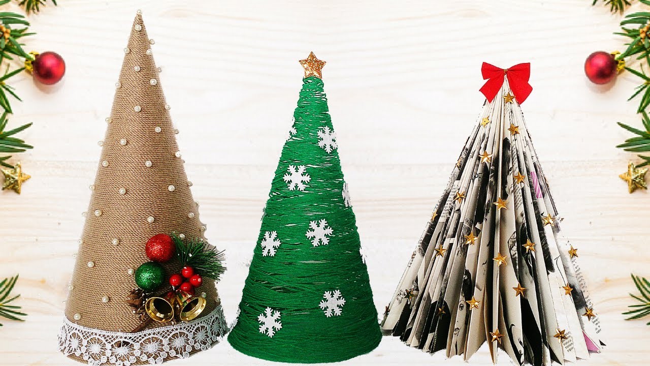 DIY 3 mini ARBOLES NAVIDEÑOS (fácil y económico) | 3 Easy DIY Christmas tree ideas