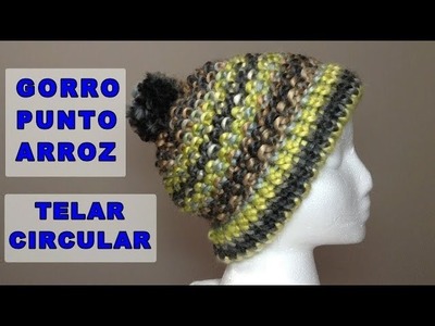 GORRO PUNTO ARROZ TELAR CIRCULAR | Gorro 19 | Tutorial paso a paso | Rice Stitch Hat