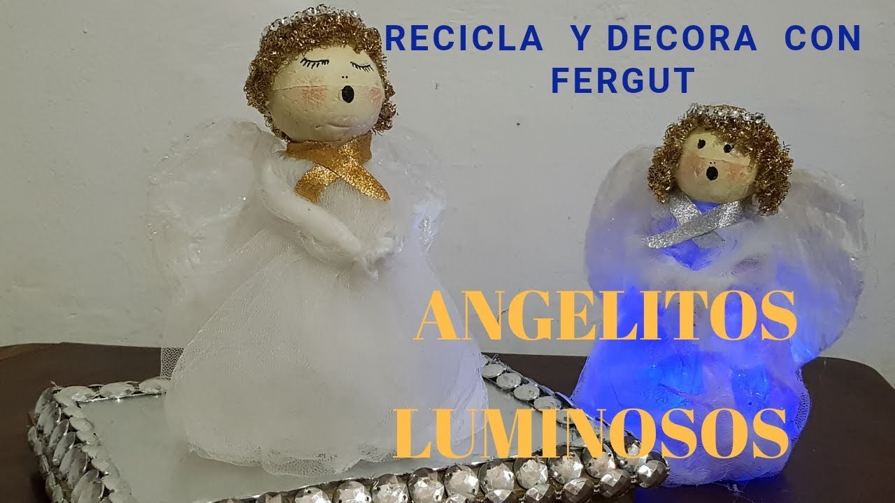 LAMPARA DE ANGEL con MATERIAL RECICLADO!.DIY  MAKE ANGEL LAMP FOR CHRISTMAS